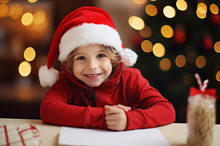 庆祝圣诞节的小男孩背景图片