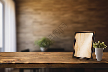 室内木质餐桌背景图片