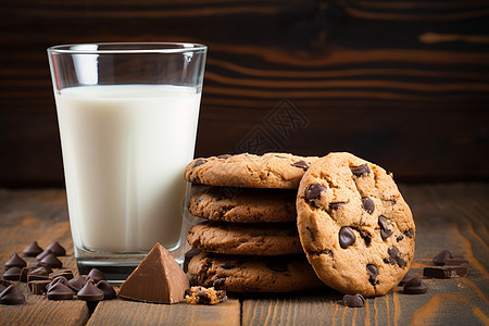 健康饮食的牛奶和饼干图片