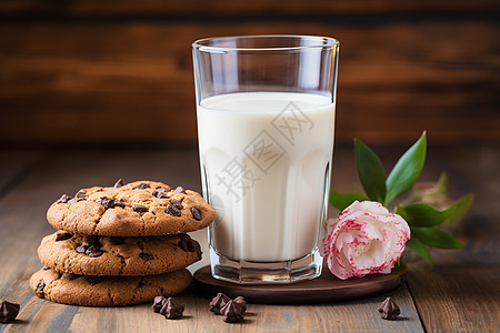 甜蜜时刻的牛奶和饼干图片