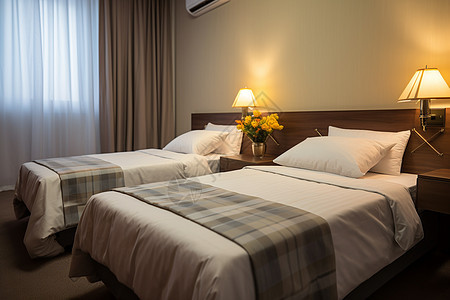 现代酒店的双床房图片