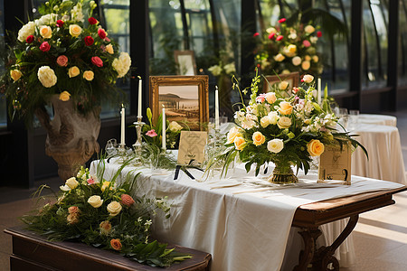 典雅的派对鲜花餐桌图片