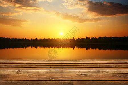 静谧湖面的黄昏图片