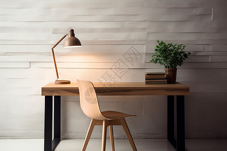 朴素的实木书桌装饰图片