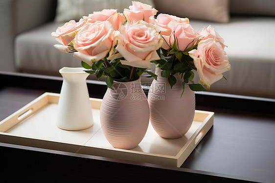 客厅茶几上的花瓶装饰图片