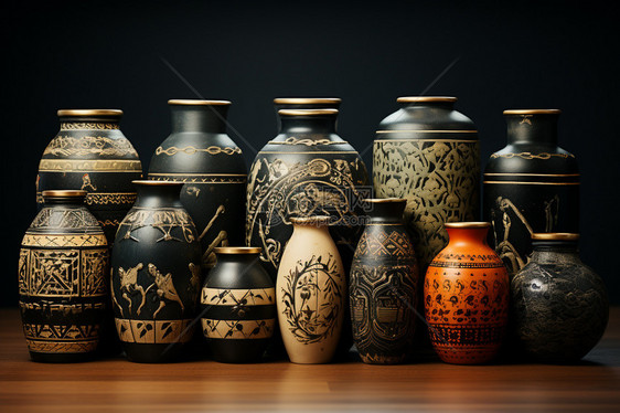 各种陶瓷的酒瓶图片