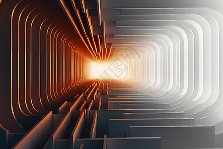 3D抽象的发光隧道场景图片