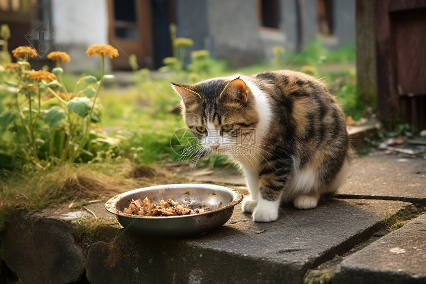 小猫咪在吃饭图片