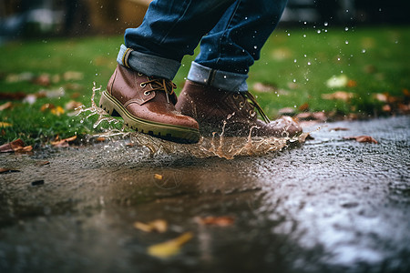 雨中尽情畅玩的青少年图片