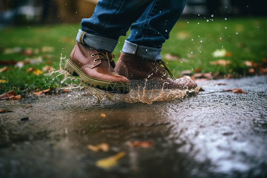 雨中尽情畅玩的青少年图片