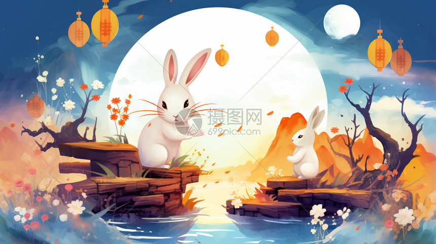 中秋节的圆月图片