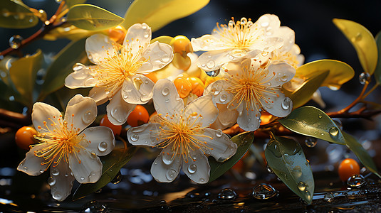 绽放的桂花美丽桂花雨高清图片