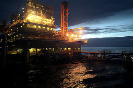海上的巨大石油平台图片