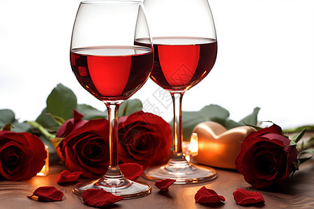 浪漫的玫瑰和酒精图片