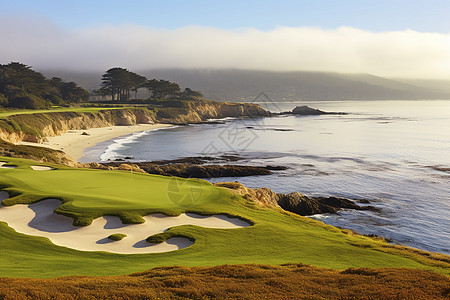 海岸边的高尔夫球场图片