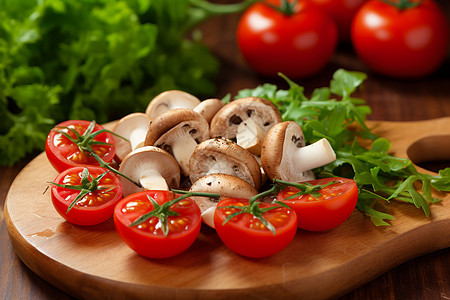 健康的西红柿和蘑菇图片