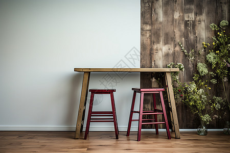 室内摆放的木制桌椅背景图片