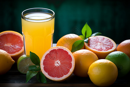 健康的果汁和葡萄柚背景图片