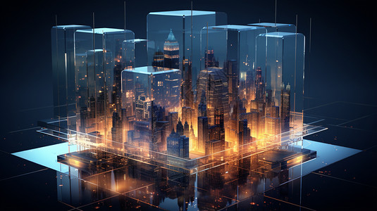 科技技术的城市模型图片