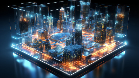 科技的城市建筑模型图片