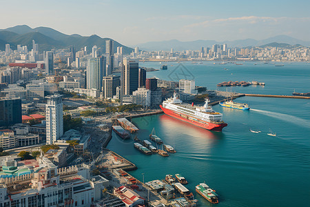 沿海城市的港口图片