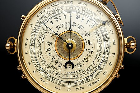 金色时钟的气压计图片