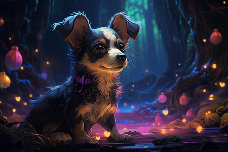 森林里的艺术小狗背景图片