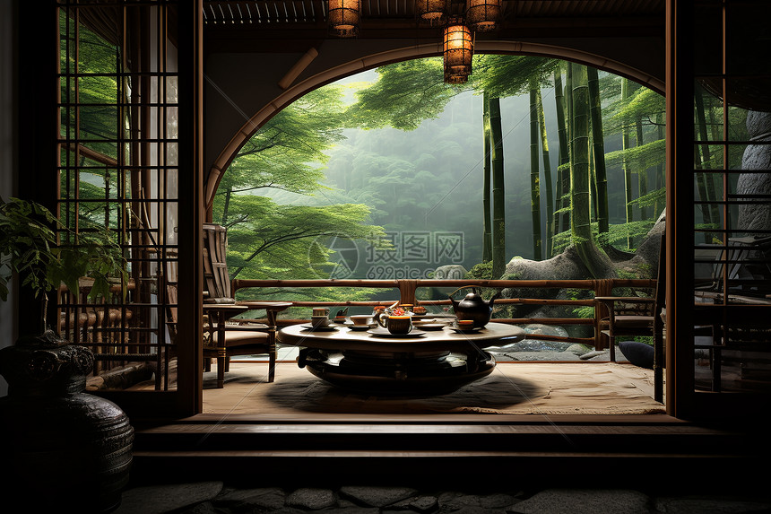 美丽的中式茶馆图片