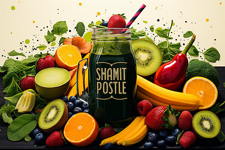 健康的食物果汁和水果图片