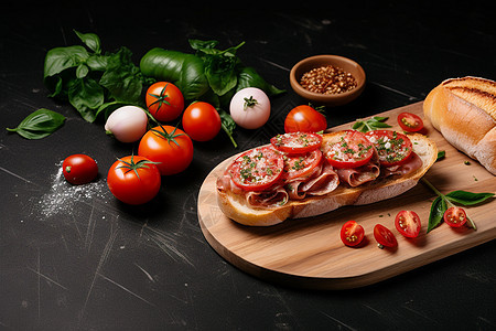 健康的面包和西红柿图片