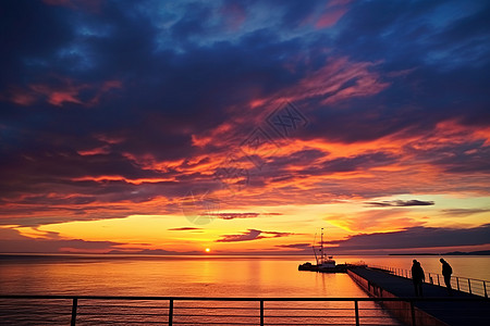 美丽的夕阳海岸背景图片