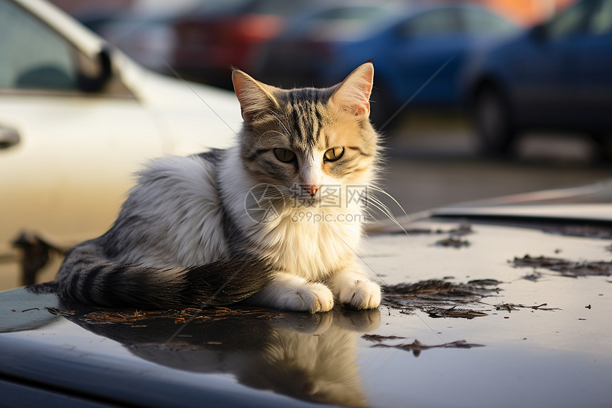 户外的可爱的猫咪图片