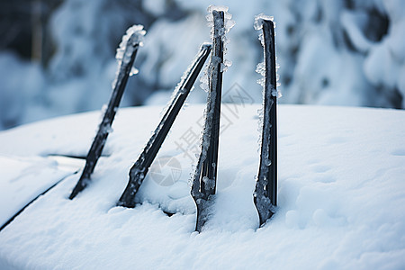 冬季雪地中的零件图片