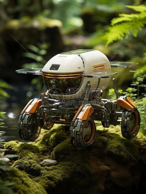 森林穿梭的智能机器人图片