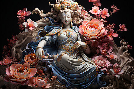 莲花座上的菩萨背景图片