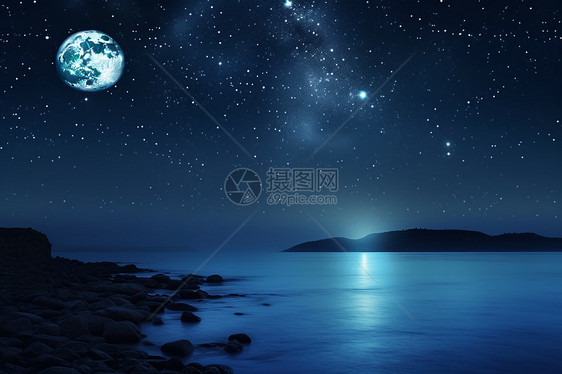 浩瀚星空下的美丽景观图片