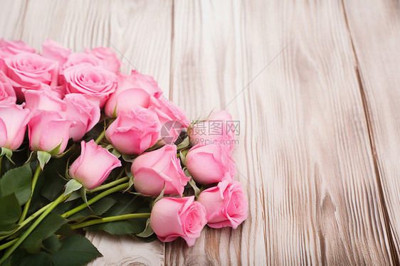 浪漫的粉色玫瑰花束图片