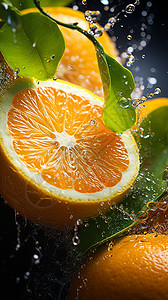 水中新鲜的柑橘图片