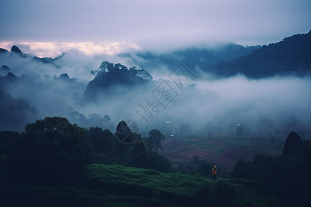 日出山间的美丽景观图片