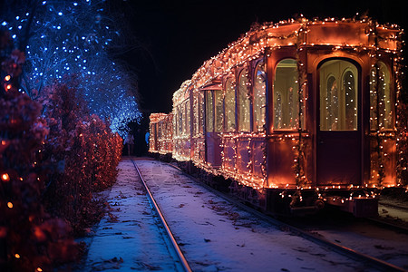 夜幕中的圣诞列车图片