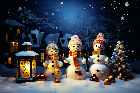庆祝圣诞节的村庄场景背景图片
