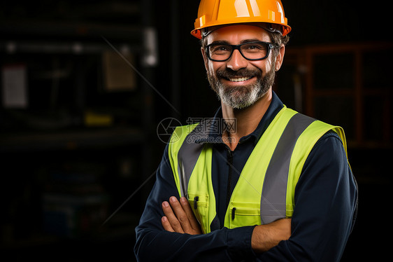 带安全帽的工地工人图片