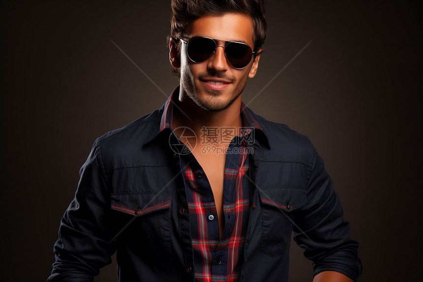时尚佩戴墨镜的外国男子图片