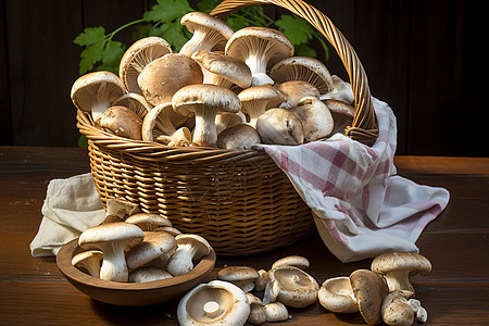 营养饮食的新鲜蘑菇背景图片