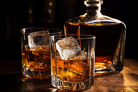 酒吧的冰镇威士忌图片