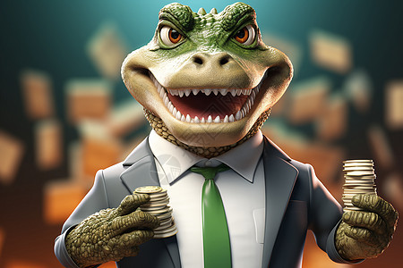 3D卡通的笑脸鳄鱼图片