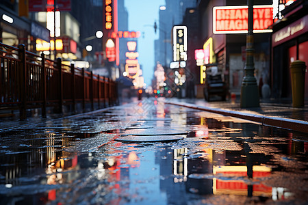 雨后寂静的街道背景图片