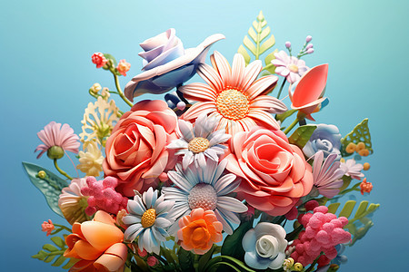 梦幻花海的3D花朵图片