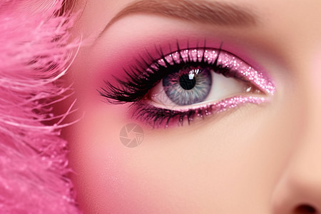闪亮的粉色眼妆图片