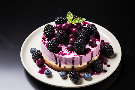 新鲜制作的蓝莓奶油蛋糕图片